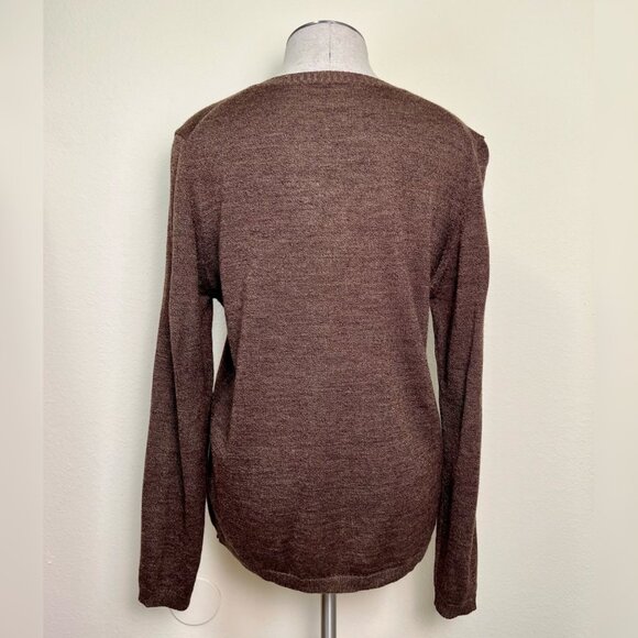 C.E.R.V.E.A.U Brown Lightweight V-Neck Long-Sleeve Sweater Size Medium - Picture 5 of 8